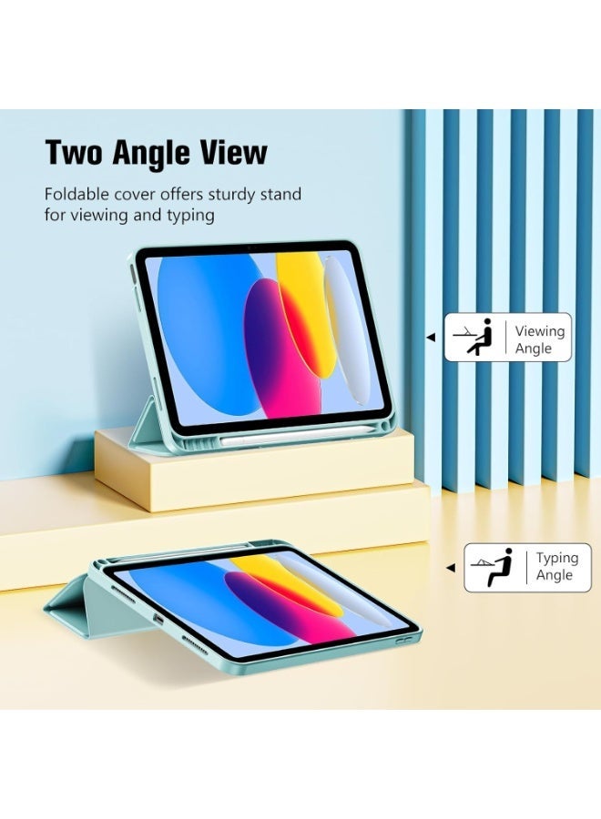 Case for iPad A16 2025 11th Generation 11 Inch/iPad 10th Generation 2022 10.9 Inch with Pencil Holder Durable PU Leather Flexible TPU Back Drop Resistant Protective Case Auto Wake/Sleep (Turqoise) - Image 4